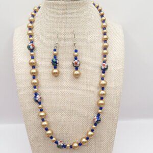 Cloisonne Beaded Necklace Earring Set